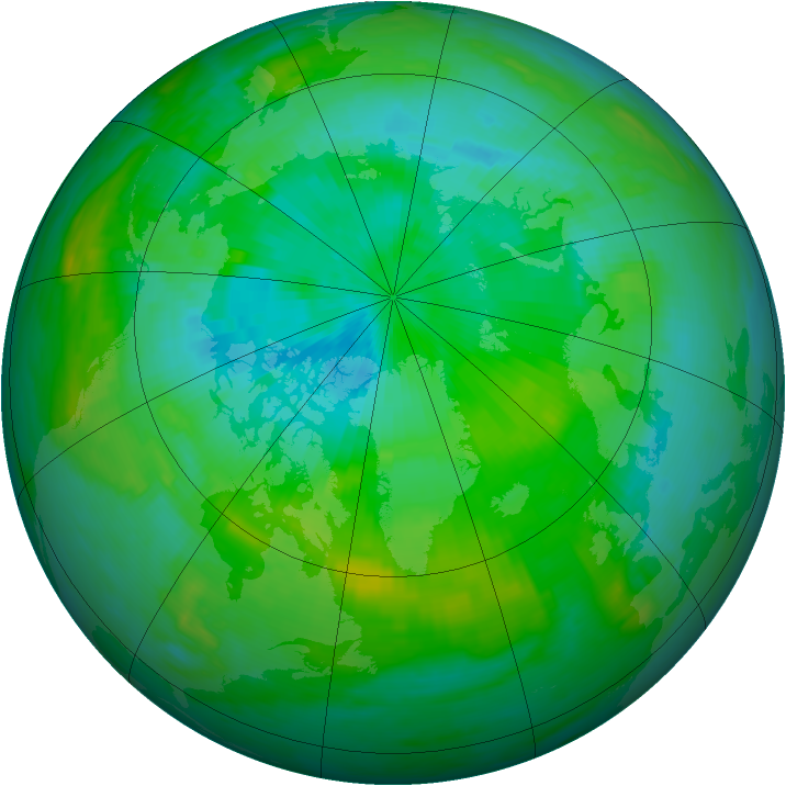 Arctic ozone map for 08 August 1992